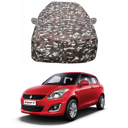 Oshotto Ranger Design Made of 100% Waterproof Fabric Car Body Cover with Mirror Pockets For Maruti Suzuki Swift Old