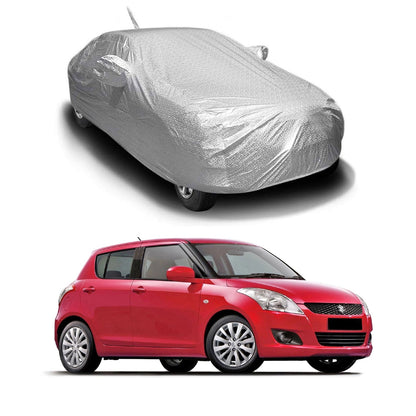 Oshotto Spyro Silver Anti Reflective, dustproof and Water Proof Car Body Cover with Mirror Pockets For Maruti Suzuki Swift 2011-2023 (with Antenna Pocket)