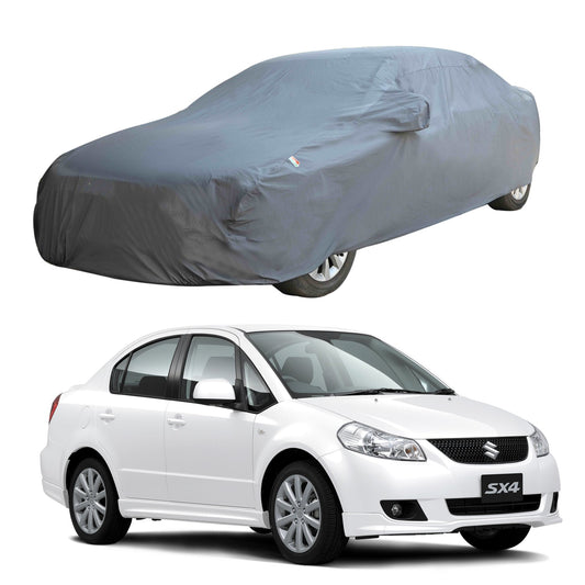 Oshotto Dark Grey 100% Anti Reflective, dustproof and Water Proof Car Body Cover with Mirror Pocket For Maruti Suzuki Sx4