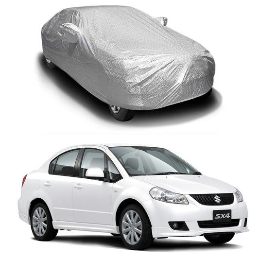 Oshotto Spyro Silver Anti Reflective, dustproof and Water Proof Car Body Cover with Mirror Pockets For Maruti Suzuki Sx4