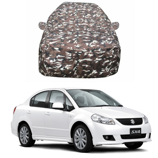 Oshotto Ranger Design Made of 100% Waterproof Fabric Multicolor Car Body Cover with Mirror Pockets For Maruti Suzuki Sx4