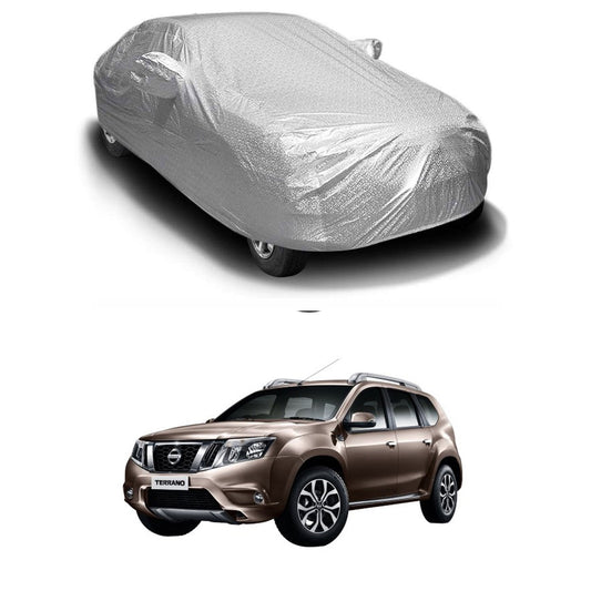 Oshotto Spyro Silver Anti Reflective, dustproof and Water Proof Car Body Cover with Mirror Pockets For Nissan Terrano