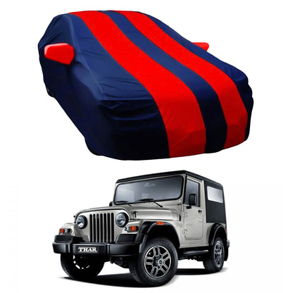 Oshotto Taffeta Car Body Cover with Mirror Pocket For Mahindra Thar (Red, Blue)