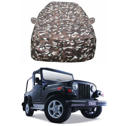 Oshotto Ranger Design Made of 100% Waterproof Fabric Car Body Cover with Mirror Pocket For Mahindra Thar