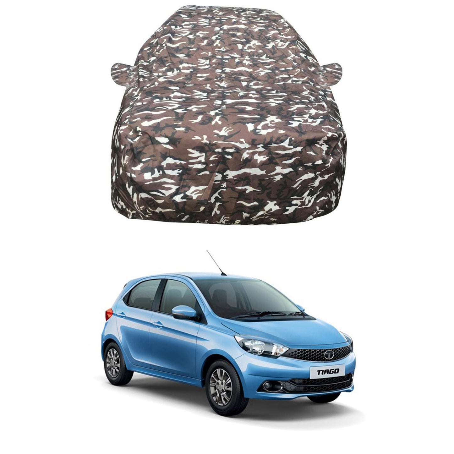 Oshotto Ranger Design Made of 100% Waterproof Fabric Car Body Cover with Mirror Pockets For Tata Tiago