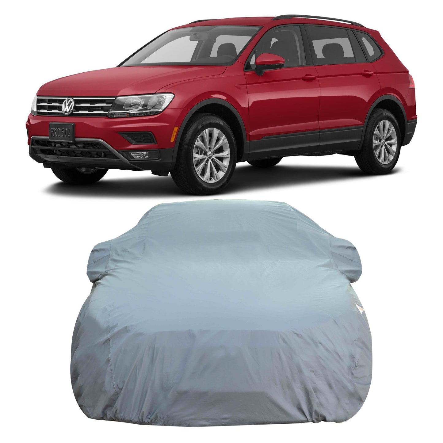 Oshotto Dark Grey 100% Anti Reflective, dustproof and Water Proof Car Body Cover with Mirror Pockets For Volkswagen Tiguan