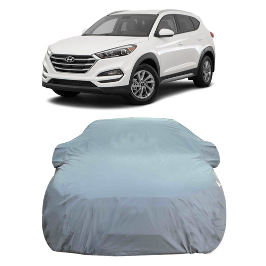 Oshotto Dark Grey 100% Anti Reflective, dustproof and Water Proof Car Body Cover with Mirror Pockets For Hyundai Tucson