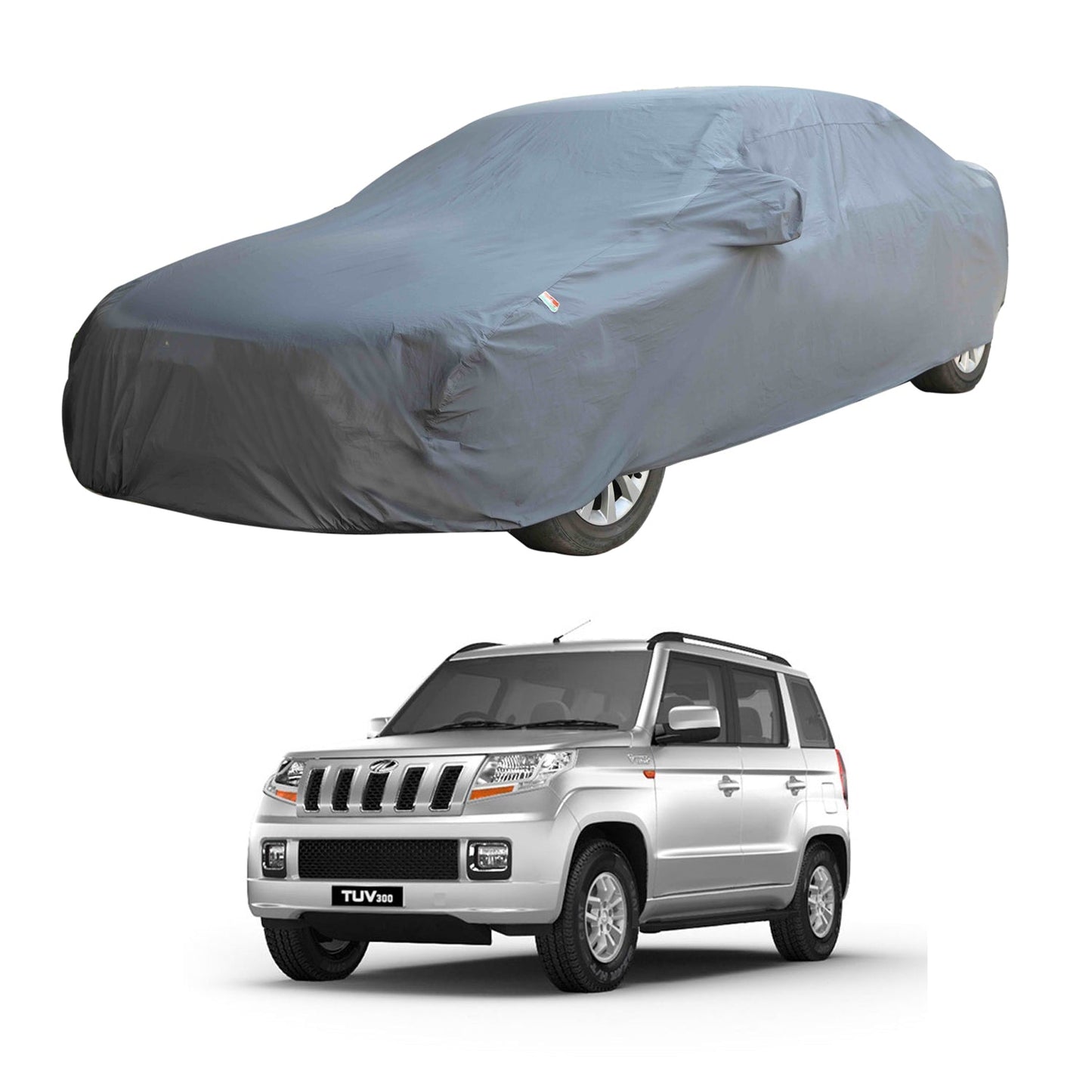 Oshotto Dark Grey 100% Anti Reflective, dustproof and Water Proof Car Body Cover with Mirror Pocket For Mahindra TUV-300