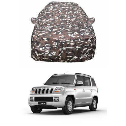 Oshotto Ranger Design Made of 100% Waterproof Fabric Multicolor Car Body Cover with Mirror Pockets For Mahindra Tuv-300