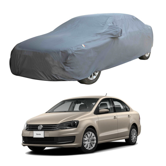 Oshotto Dark Grey 100% Anti Reflective, dustproof and Water Proof Car Body Cover with Mirror Pockets For Volkswagen Vento