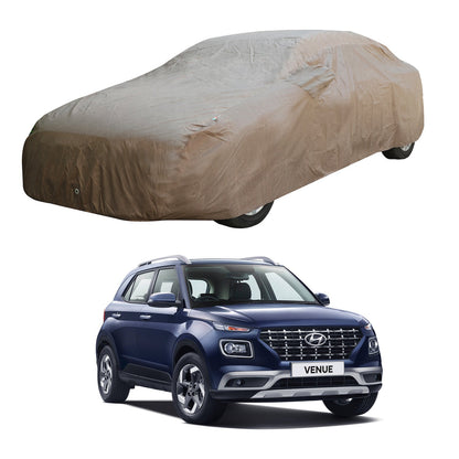 Oshotto Brown 100% Waterproof Car Body Cover with Mirror Pockets For Hyundai Venue