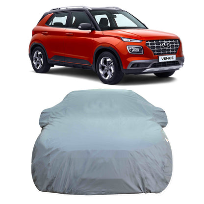 Oshotto Dark Grey 100% Anti Reflective, dustproof and Water Proof Car Body Cover with Mirror Pockets For Hyundai Venue