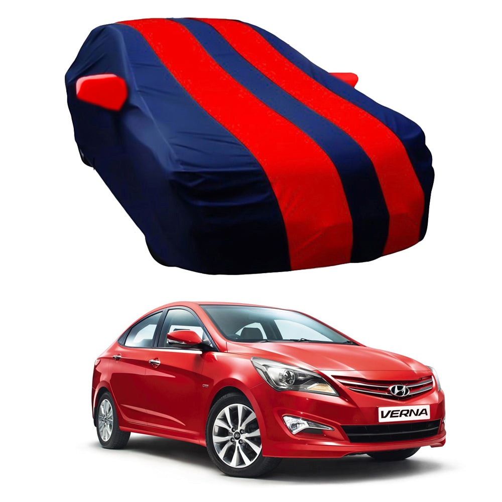 Oshotto Taffeta Car Body Cover with Mirror Pocket For Hyundai Verna Fluidic (Red, Blue)