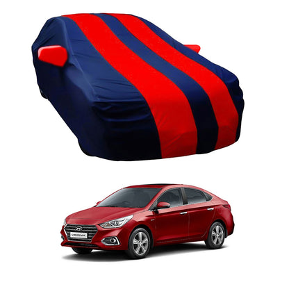 Oshotto Taffeta Car Body Cover with Mirror Pocket For Hyundai Verna (Red, Blue)
