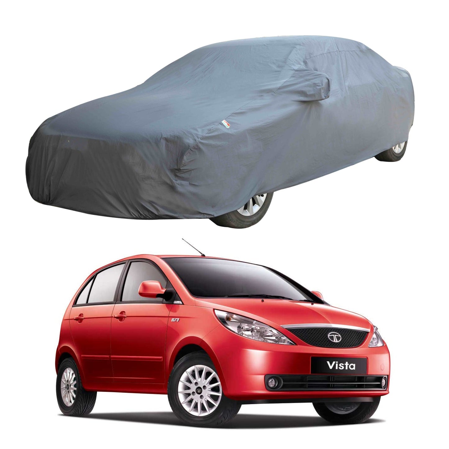 Oshotto Dark Grey 100% Anti Reflective, dustproof and Water Proof Car Body Cover with Mirror Pockets For Tata Indica Vista/Bolt