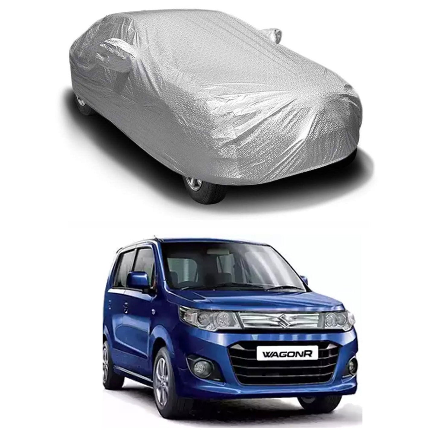 Oshotto Spyro Silver Anti Reflective, dustproof and Water Proof Car Body Cover with Mirror Pockets For Maruti Suzuki WagonR 2010-2018