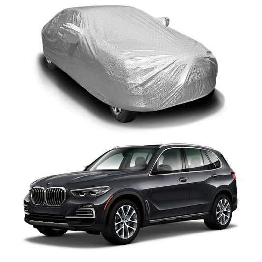 Oshotto Spyro Silver Anti Reflective, dustProof Silver and Water Proof Silver Car Body Cover with Mirror Pockets For BMW X5 (2015-2019)