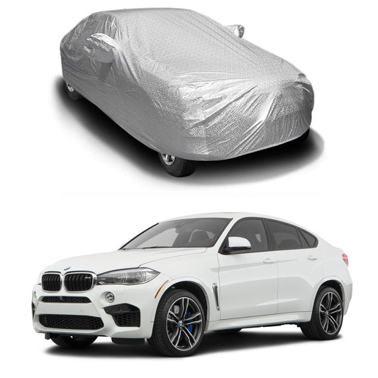 Oshotto Spyro Silver Anti Reflective, dustProof Silver and Water Proof Silver Car Body Cover with Mirror Pockets For BMW X6