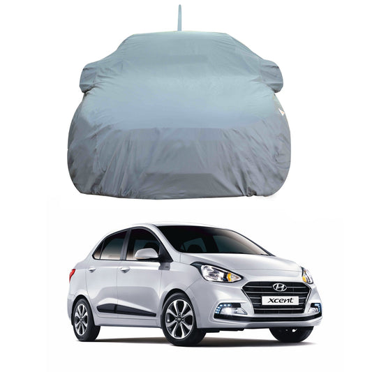 Oshotto Dark Grey 100% Anti Reflective, dustproof and Water Proof Car Body Cover with Mirror Pocket For Hyundai Xcent (with Antenna Pocket)