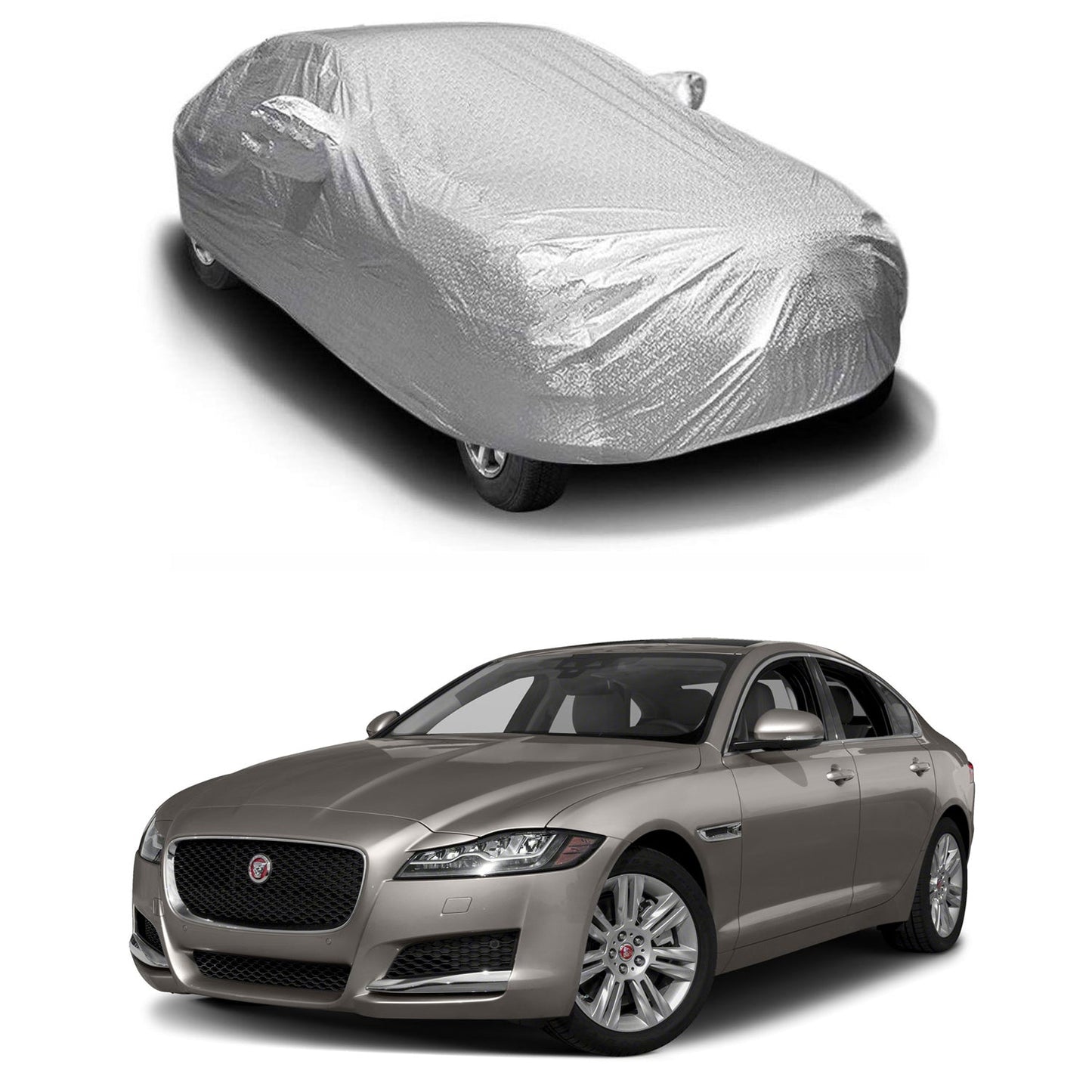 Oshotto Spyro Silver Anti Reflective, dustproof and Water Proof Car Body Cover with Mirror Pockets For Jaguar XF/XS