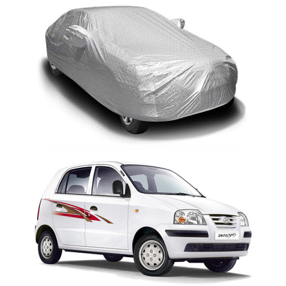 Oshotto Spyro Silver Anti Reflective, dustproof and Water Proof Car Body Cover with Mirror Pockets For Hyundai Santro Xing Old