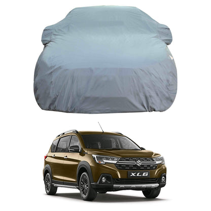 Oshotto Dark Grey 100% Anti Reflective, dustproof and Water Proof Car Body Cover with Mirror Pockets For Maruti Suzuki XL6