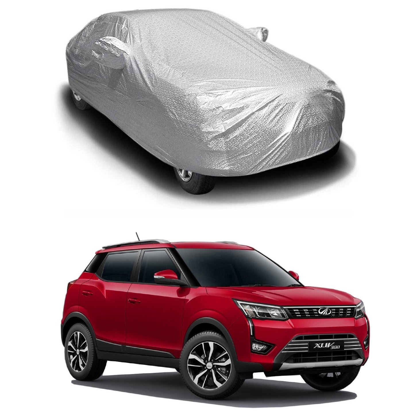 Oshotto Spyro Silver Anti Reflective, dustproof and Water Proof Car Body Cover with Mirror Pockets For Mahindra XUV-300