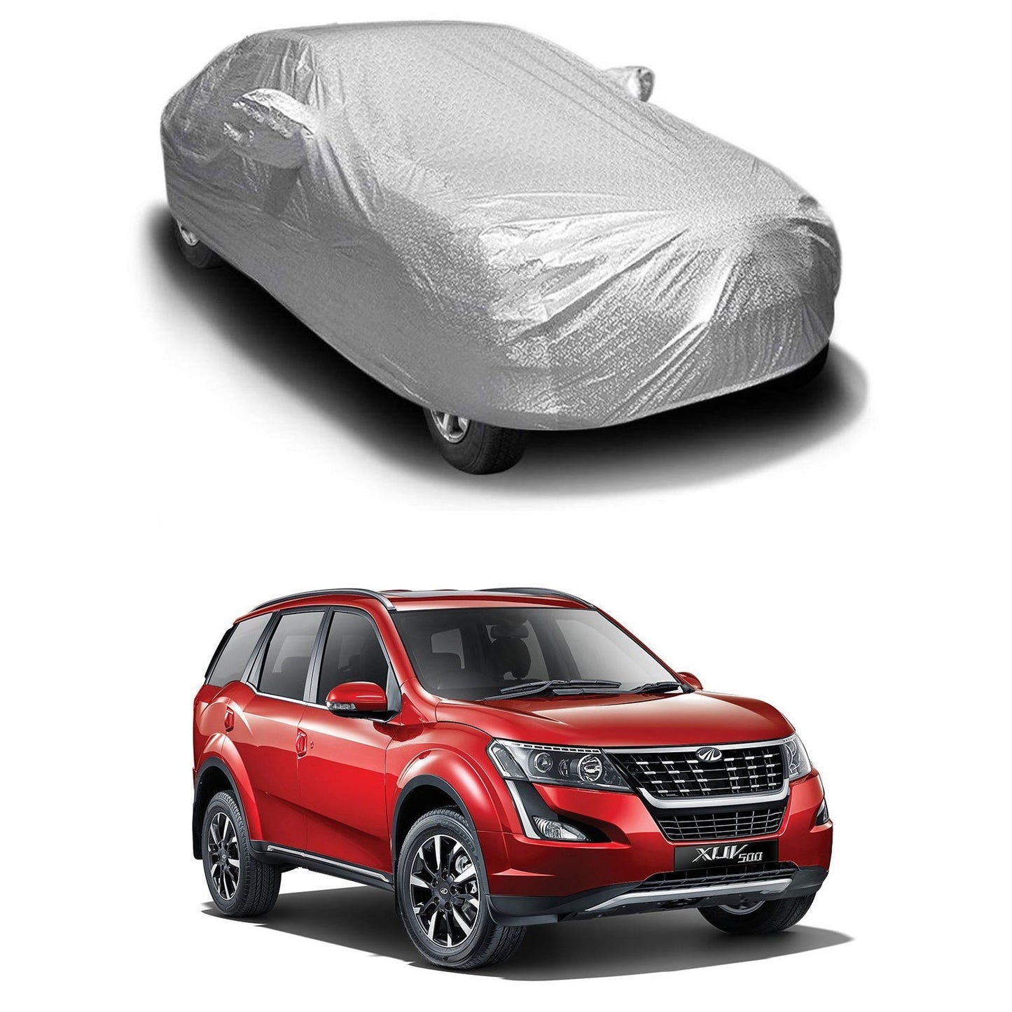 Oshotto Spyro Silver Anti Reflective, dustproof and Water Proof Car Body Cover with Mirror Pockets For Mahindra XUV-500
