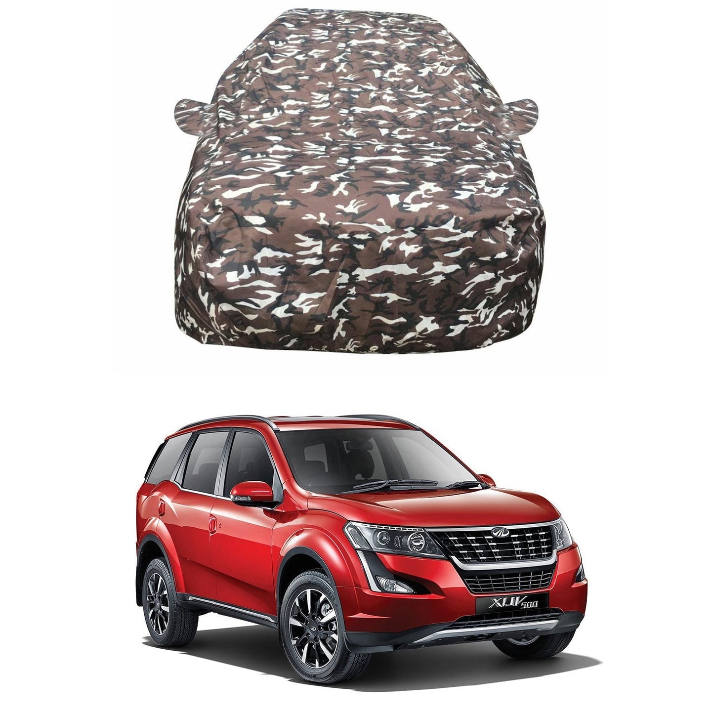 Oshotto Ranger Design Made of 100% Waterproof Fabric Multicolor Car Body Cover with Mirror Pockets For Mahindra XUV-500