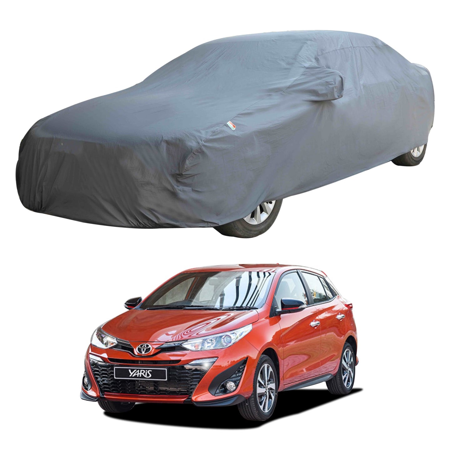 Oshotto Dark Grey 100% Anti Reflective, dustproof and Water Proof Car Body Cover with Mirror Pockets For Toyota Yaris