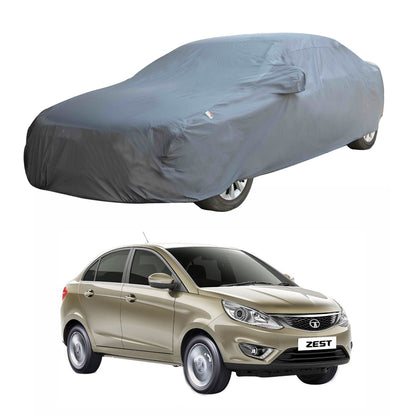 Oshotto Dark Grey 100% Anti Reflective, dustproof and Water Proof Car Body Cover with Mirror Pockets For Tata Indigo CS/Zest