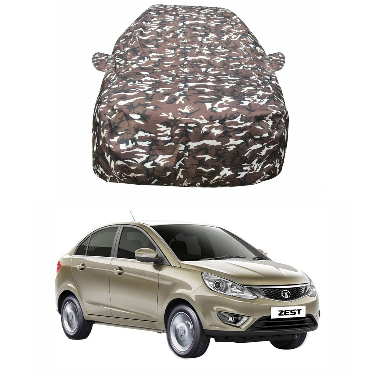 Oshotto Ranger Design Made of 100% Waterproof Multicolor Car Body Cover with Mirror Pockets For Tata Zest