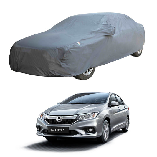 Oshotto Dark Grey 100% Anti Reflective, dustproof and Water Proof Car Body Cover with Mirror Pocket For Honda City Old/ZX