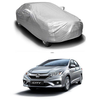 Oshotto Spyro Silver Anti Reflective, dustproof and Water Proof Car Body Cover with Mirror Pockets For Honda City Old/ZX