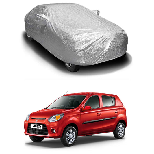 Oshotto Spyro Silver Anti Reflective, dustproof and Water Proof Car Body Cover with Mirror Pockets For Maruti Suzuki Alto 800