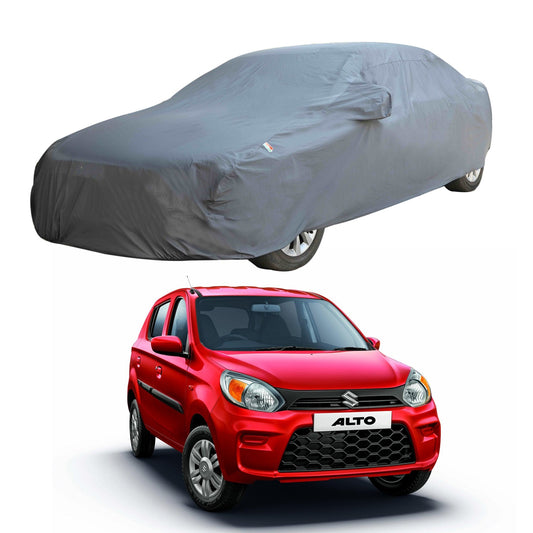 Oshotto Dark Grey 100% Anti Reflective, dustproof and Water Proof Car Body Cover with Mirror Pocket For Maruti Suzuki Alto