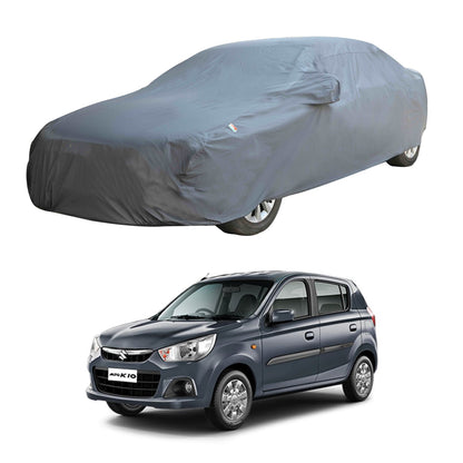 Oshotto Dark Grey 100% Anti Reflective, dustproof and Water Proof Car Body Cover with Mirror Pocket For Maruti Suzuki Alto K10