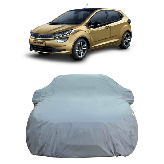 Oshotto Dark Grey 100% Anti Reflective, dustproof and Water Proof Car Body Cover with Mirror Pockets For Tata Altroz