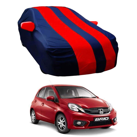 Oshotto Taffeta Car Body Cover with Mirror Pocket For Honda Brio (Red, Blue)