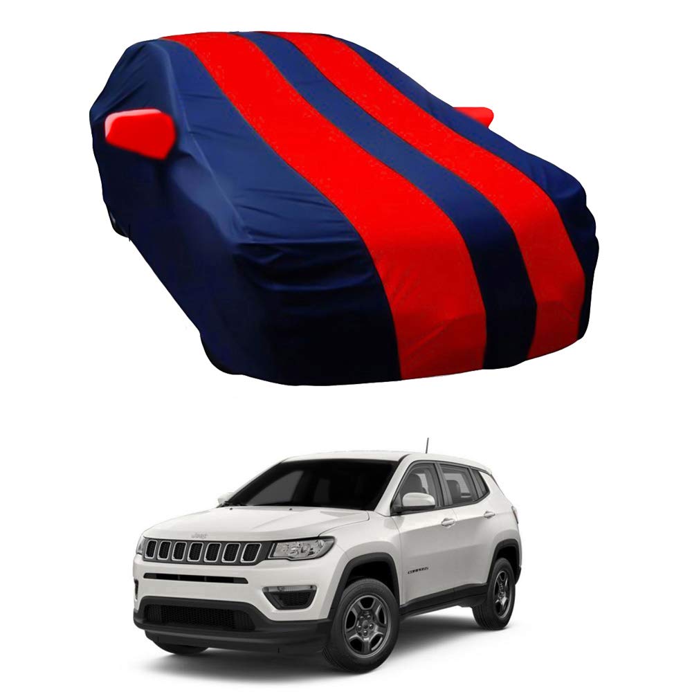 Oshotto Taffeta Car Body Cover with Mirror Pocket For Jeep Compass (Red, Blue)