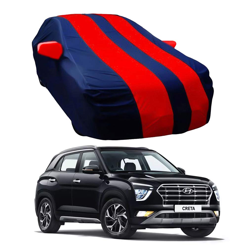 Oshotto Taffeta Car Body Cover with Mirror Pocket For Hyundai Creta 2020-2023 (Red, Blue)