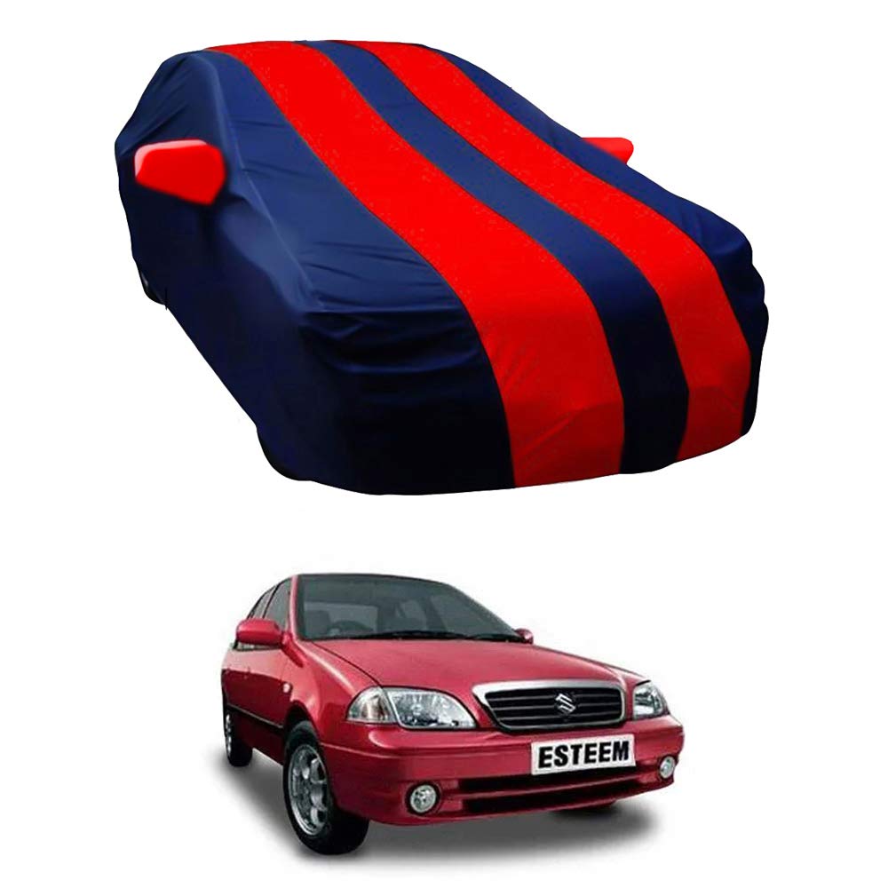 Oshotto Taffeta Car Body Cover with Mirror Pocket For Maruti Suzuki Esteem (Red, Blue)