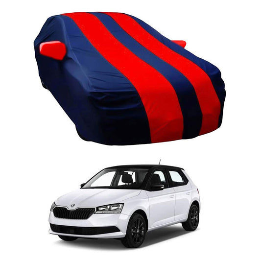 Oshotto Taffeta Car Body Cover with Mirror Pocket For Skoda Fabia (Red, Blue)