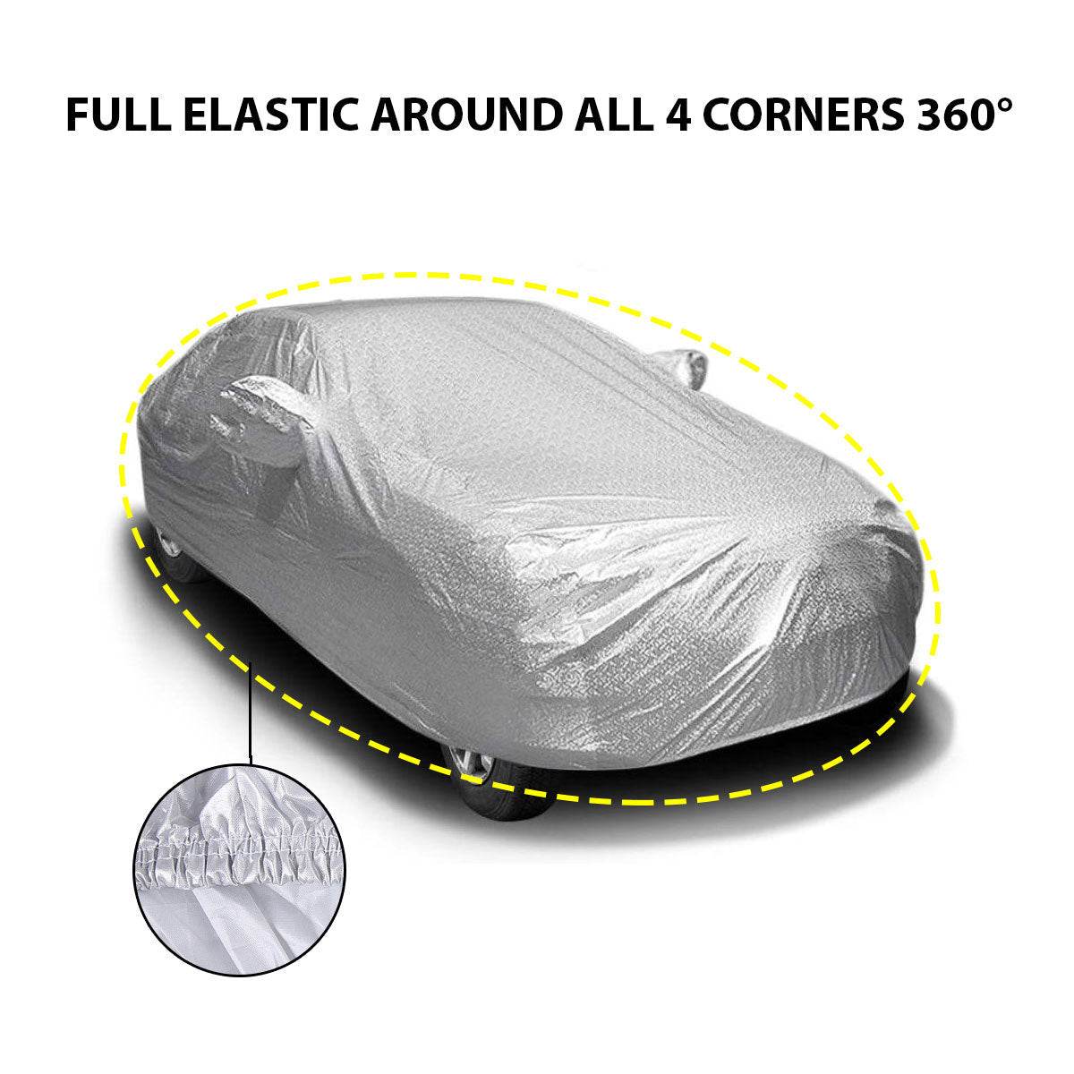 Oshotto Spyro Silver Anti Reflective, dustproof and Water Proof Car Body Cover with Mirror Pockets For Hyundai i10