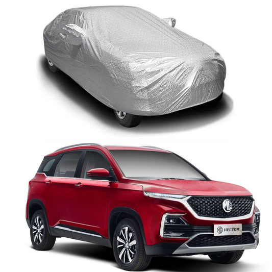 Oshotto Spyro Silver Anti Reflective, dustproof and Water Proof Car Body Cover with Mirror Pockets For MG Hector