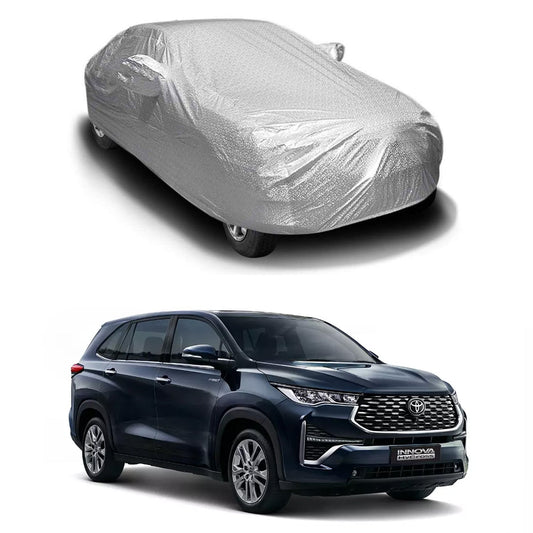 Oshotto Spyro Silver Anti Reflective, dustproof and Water Proof Car Body Cover with Mirror Pockets For Toyota Innova Hycross (Silver)