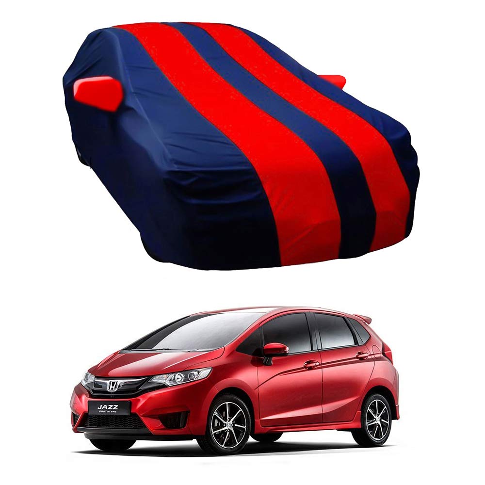 Oshotto Taffeta Car Body Cover with Mirror Pocket For Honda Jazz (Red, Blue)