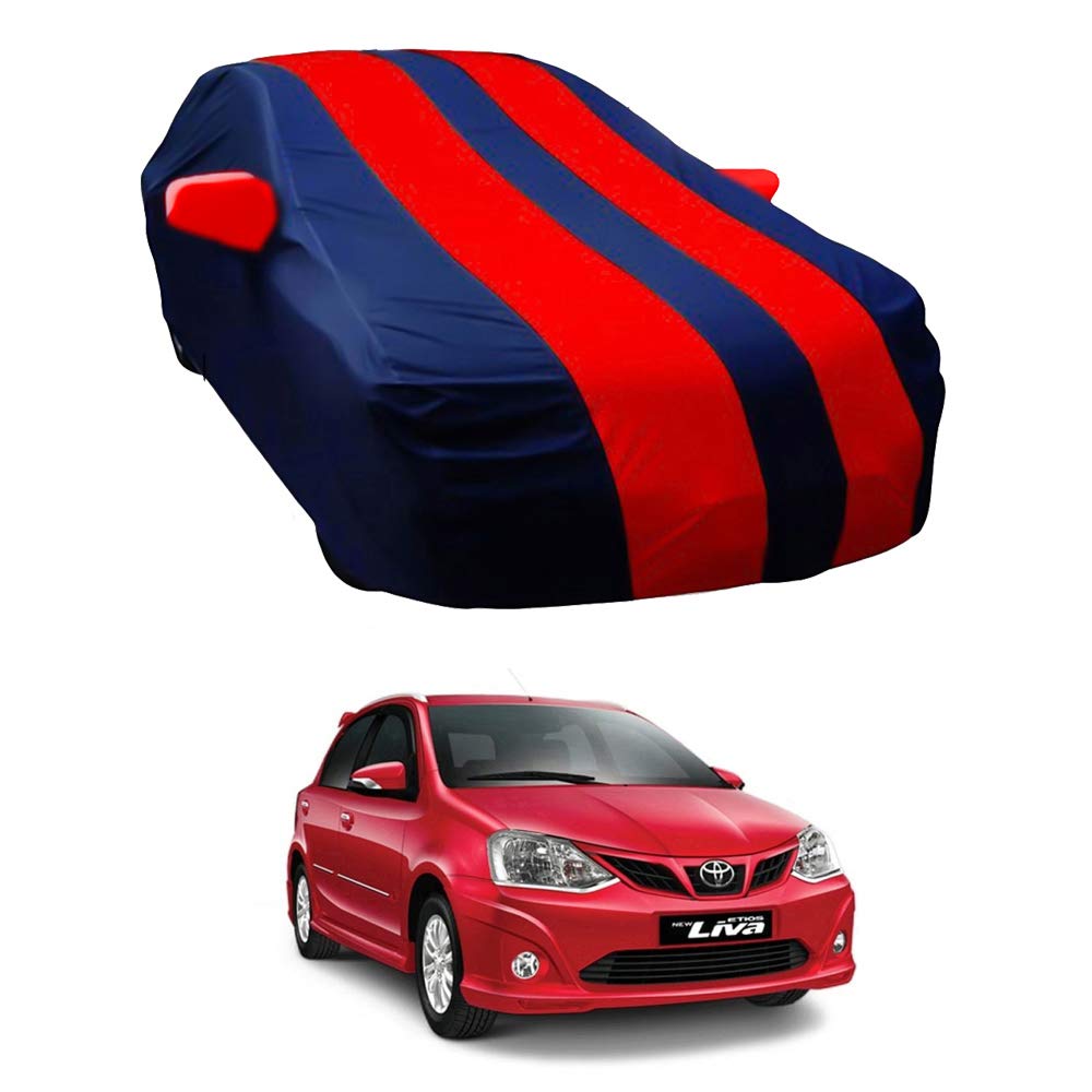 Oshotto Taffeta Car Body Cover with Mirror Pocket For Toyota Liva (Red, Blue)