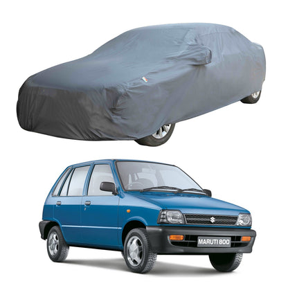 Oshotto Dark Grey 100% Anti Reflective, dustproof and Water Proof Car Body Cover with Mirror Pockets For Maruti Suzuki 800