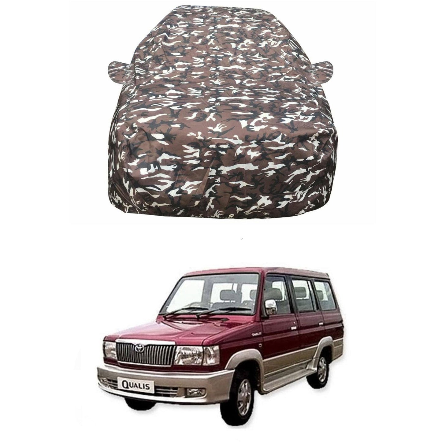 Oshotto Ranger Design Made of 100% Waterproof Fabric Multicolor Car Body Cover with Mirror Pocket For Toyota Qualis